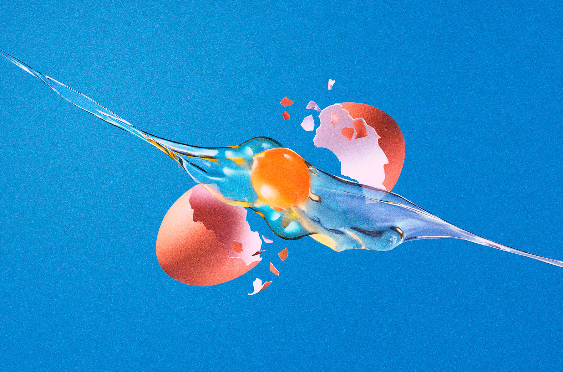 Egg Explosion - egg yolk flying through the air with shell shattering - London Food & Drinks Photographer