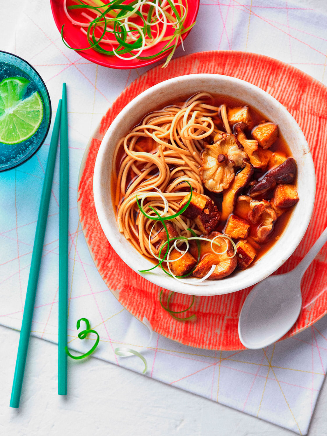 Miso Noodle Soup in asian style bowl with chopsticks - London Food & Drinks Photographer