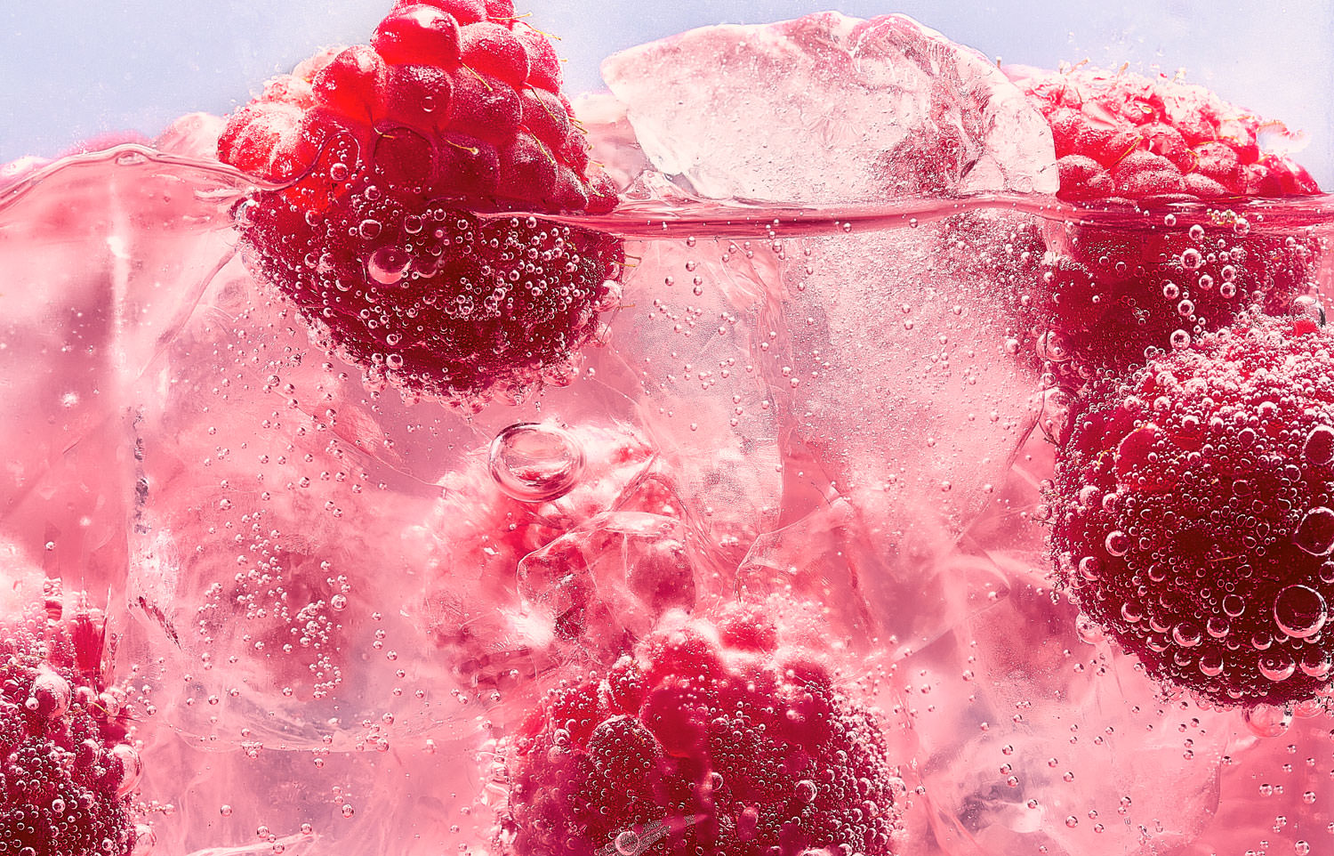 Pink Gin With Raspberry and Ice - Ryan Ball Food Photographer London 